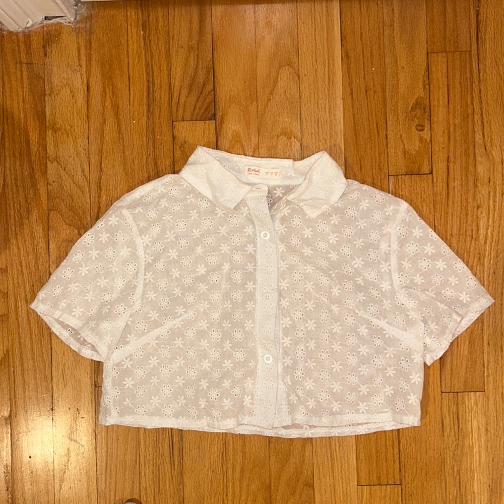Collared white crop top